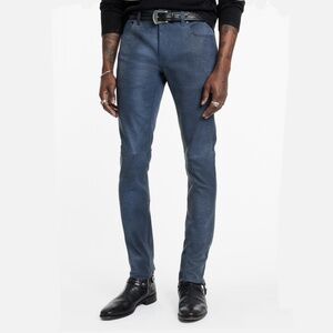 John Varvatos Blue 100% Lamb Leather Leather Pants in W32